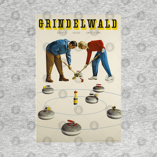 Grindelwald, Switzerland, Curling Poster by BokeeLee